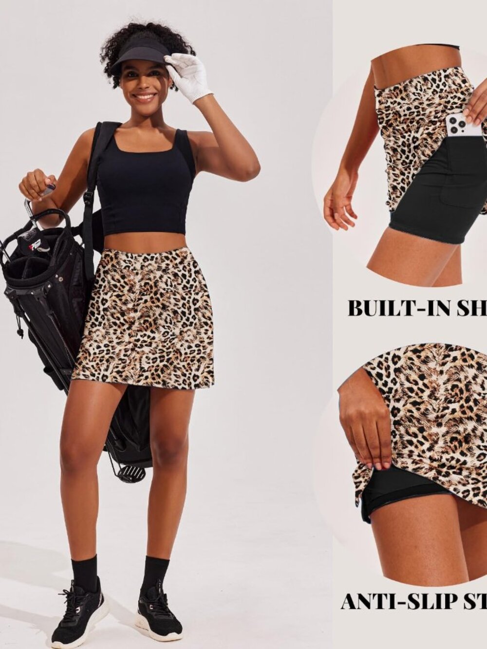 16" Skorts for Women with Pockets Golf Pickleball Tennis Skirt | Silicone Grippe - Picture 3 of 5